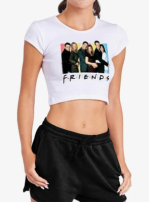 Friends Cast Logo Cap Sleeve Baby Rib Women's Crop Top