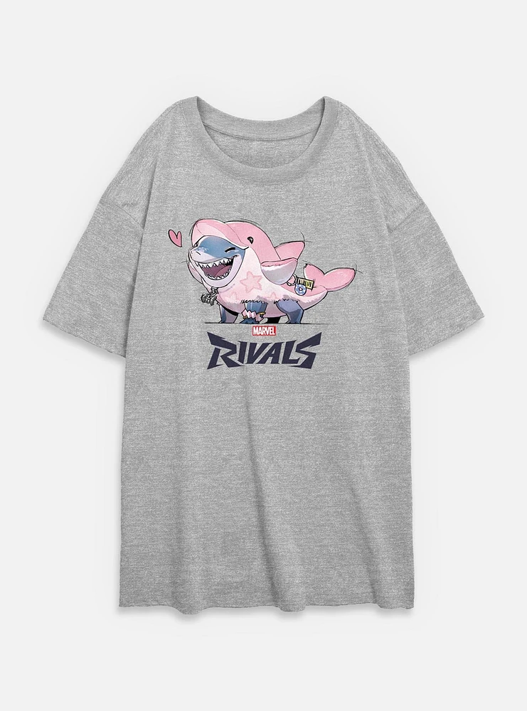 Marvel Rivals Lovely Jeff The Landshark Womens Oversized T-Shirt