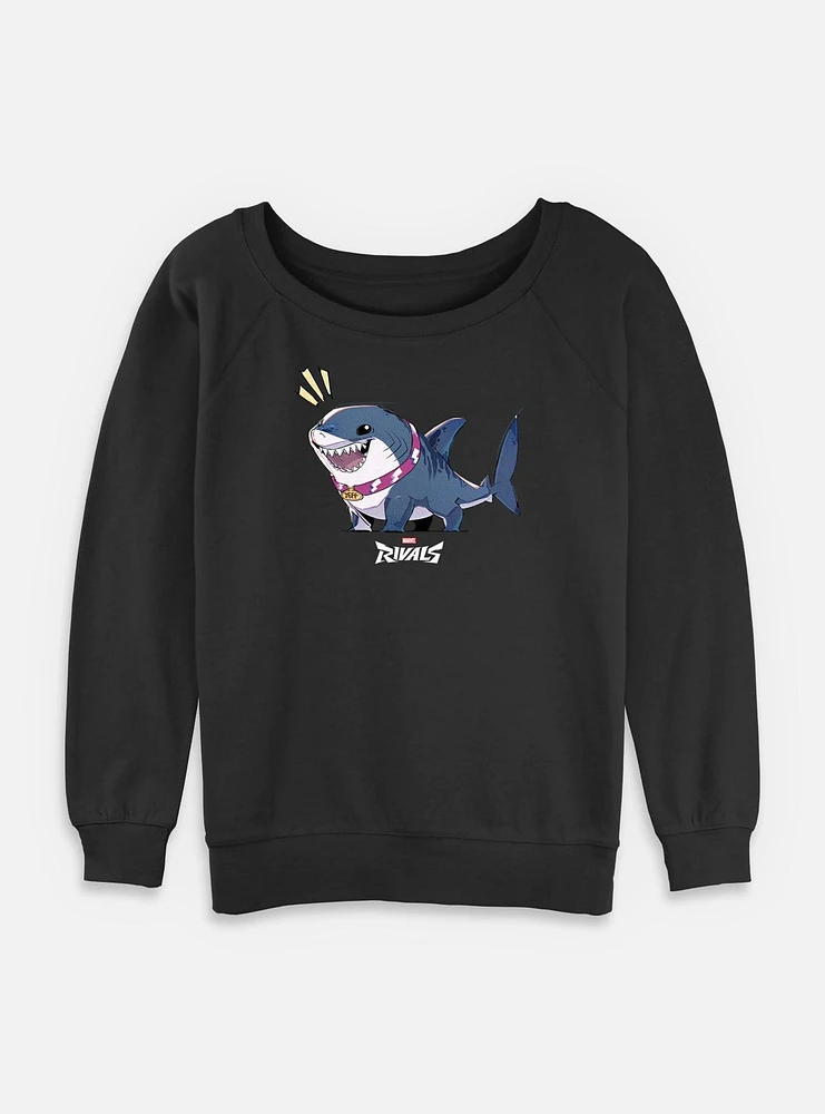 Marvel Rivals Alert Jeff The Landshark Womens Slouchy Sweatshirt