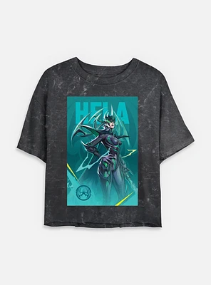 Marvel Rivals Hela Pose Womens Mineral Wash Crop T-Shirt