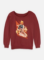 Marvel Rivals Human Torch Big Fire Womens Slouchy Sweatshirt