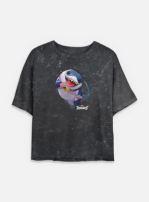 Marvel Rivals Jeff The Landshark Womens Mineral Wash Crop T-Shirt
