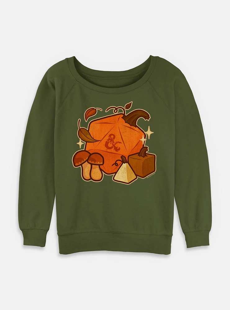 Dungeons & Dragons Pumpkin Dice Womens Slouchy Sweatshirt