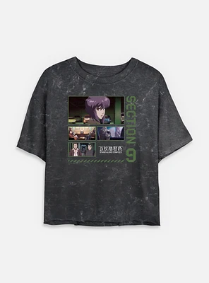 Ghost the Shell Section 9 Collage Mineral Wash Womens Crop T-Shirt