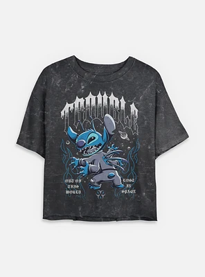 Disney Lilo & Stitch Cosmic Trouble Womens Mineral wash Crop T-Shirt BoxLunch Exclusive