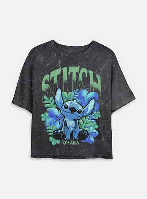 Disney Lilo & Stitch Dark Floral Womens Mineral wash Crop T-Shirt BoxLunch Exclusive
