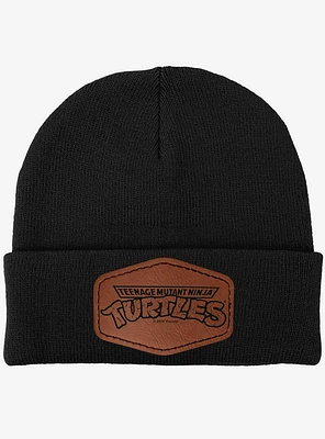 Teenage Mutant Ninja Turtles Monochromatic Logo Leather Patch Knit Beanie