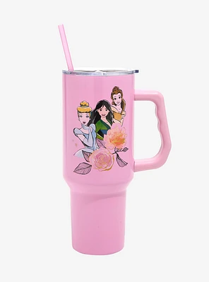 Disney Princess Illustrated Pink Straw Tumbler With Handle