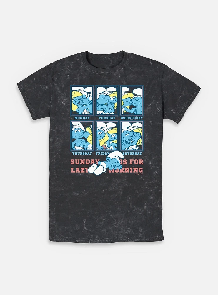 The Smurfs Sunday Is For Lazy Mornings Mineral Wash T-Shirt
