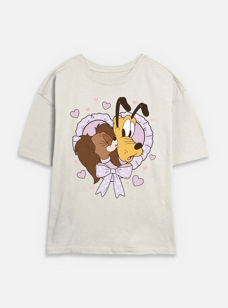 Disney Mickey Mouse Puppy Love Womens Skimmer T-Shirt