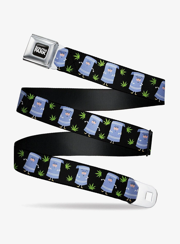 South Park Towlie and Scattered Pot Leaves Seatbelt Buckle Belt