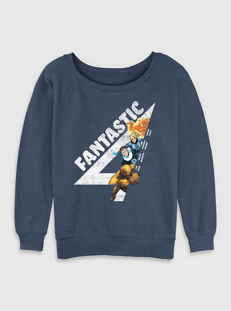 Marvel Fantastic Four Members Vintage Womens Slouchy Sweatshirt