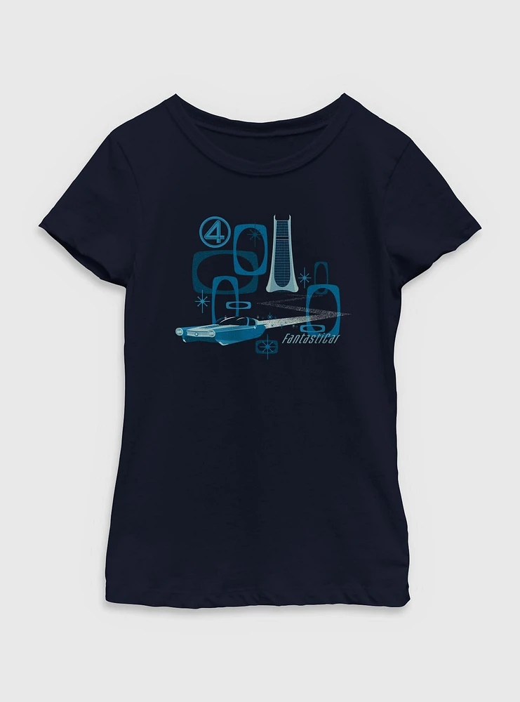 Marvel The Fantastic Four: First Steps Fantasticar Vintage Youth Girls T-Shirt