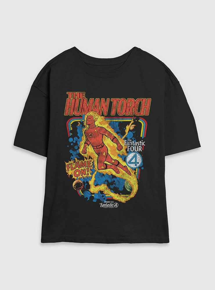 Marvel The Fantastic Four: First Steps Comic Cover Johnny Storm Human Torch Womens Skimmer T-Shirt BoxLunch Exclusive