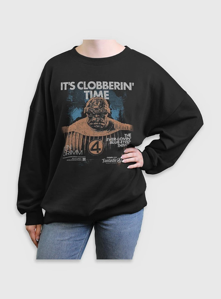 Marvel The Fantastic Four: First Steps Grunge Thing It's Clobberin' Time Womens Oversized Sweatshirt BoxLunch Exclusive