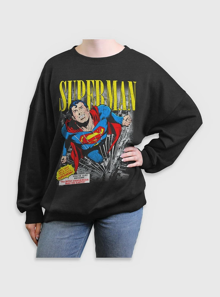 DC Comics Superman Vintage Girls Oversized Sweatshirt BoxLunch Exclusive