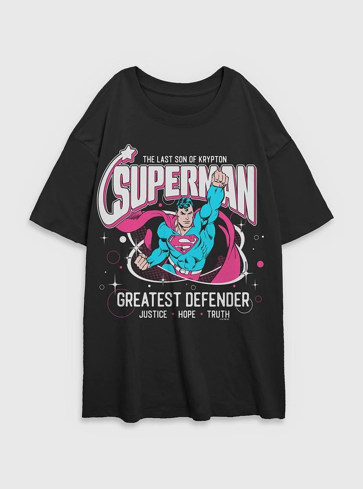 DC Comics Superman Greatest Defender Girls Oversized T-Shirt BoxLunch Exclusive