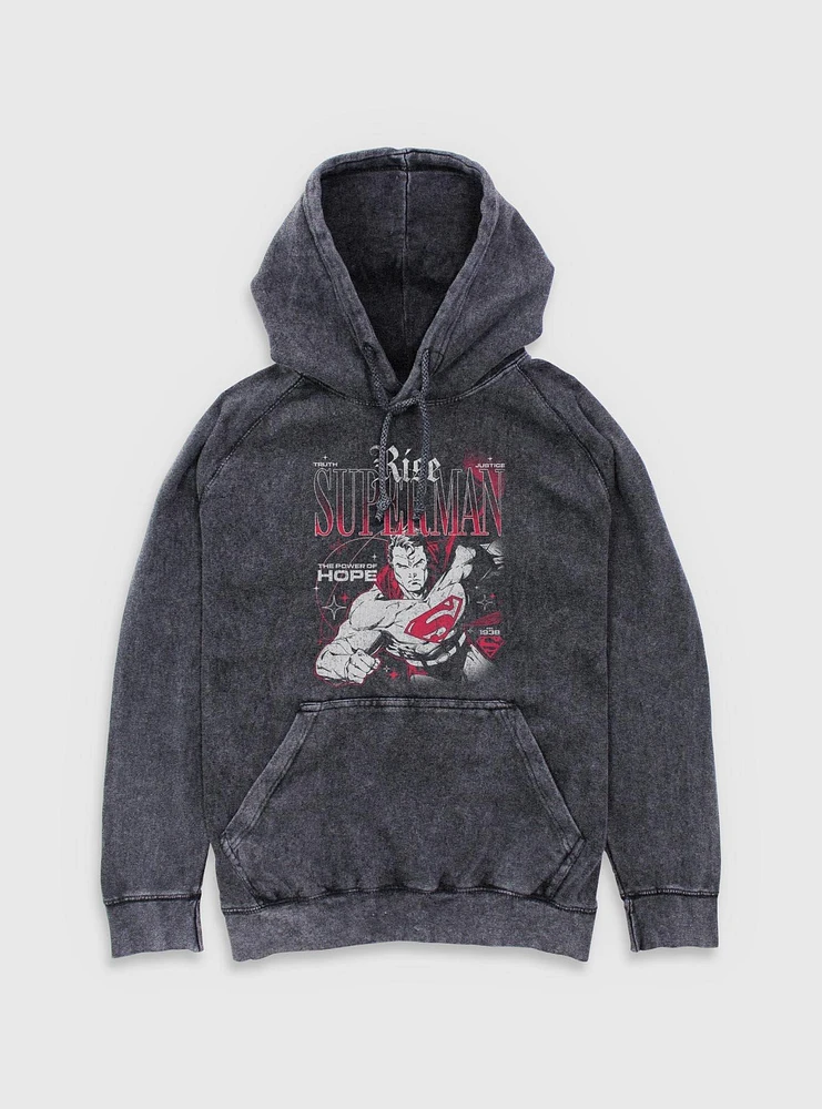 DC Comics Superman Rise Truth Justice Hope Mineral Wash Hoodie BoxLunch Exclusive