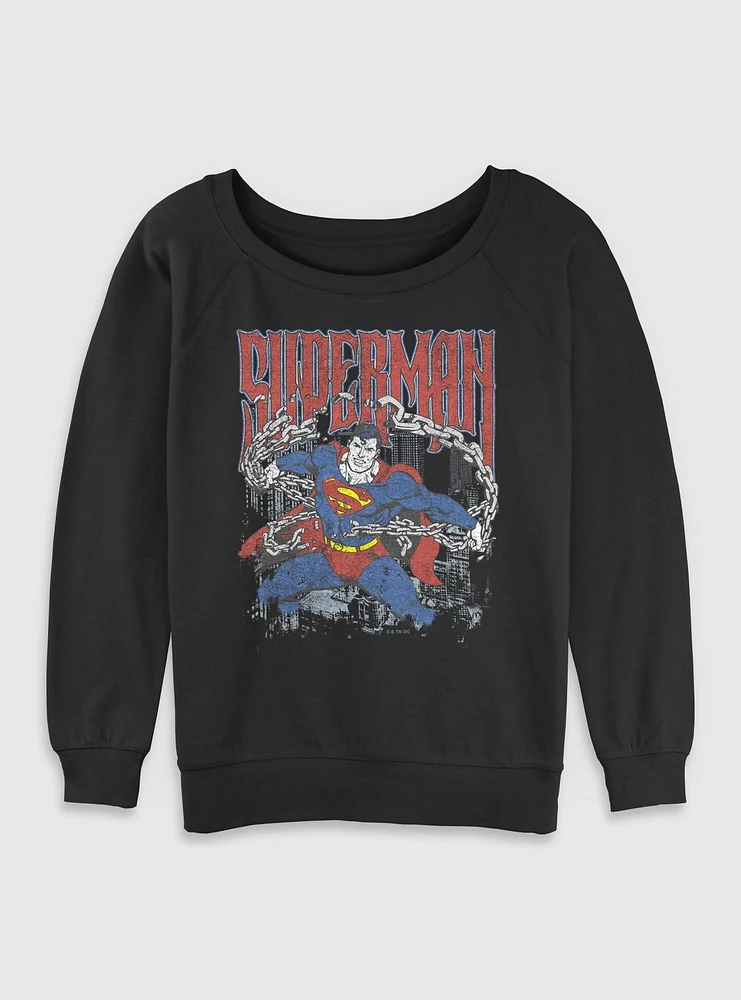 DC Comics Superman Unchained Girls Slouchy Sweatshirt BoxLunch Exclusive