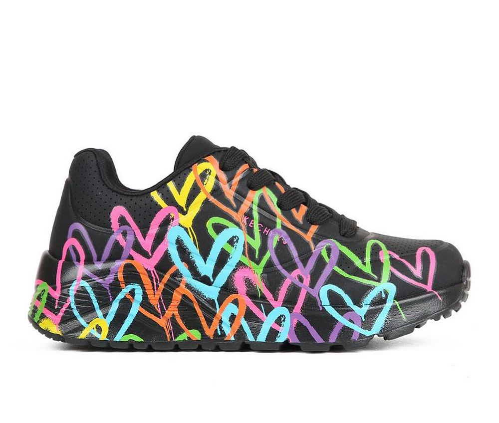 Girls' Skechers Street Little Kid & Big Uno Lite Heart Wedge Sneakers
