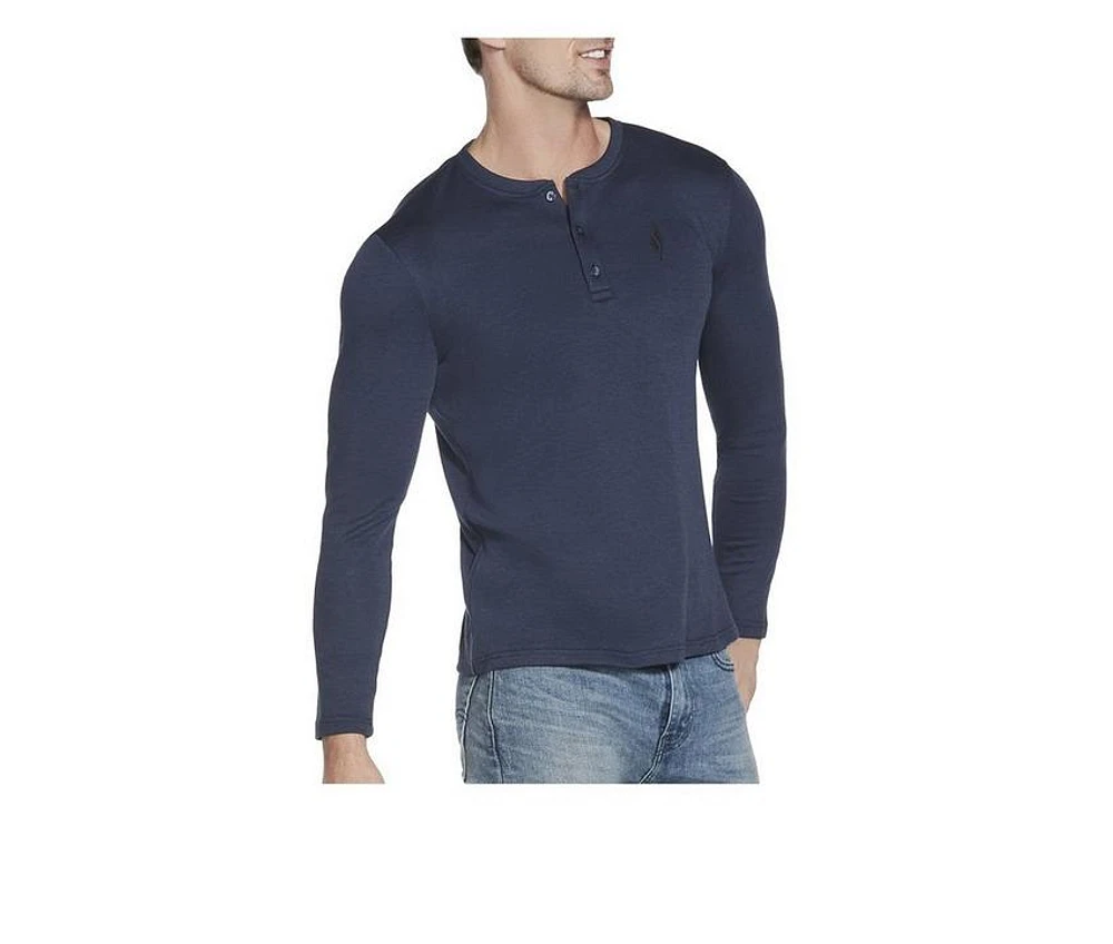 Skechers Go Apparel Men's Knit Pique Henley Long Sleeve Shirt