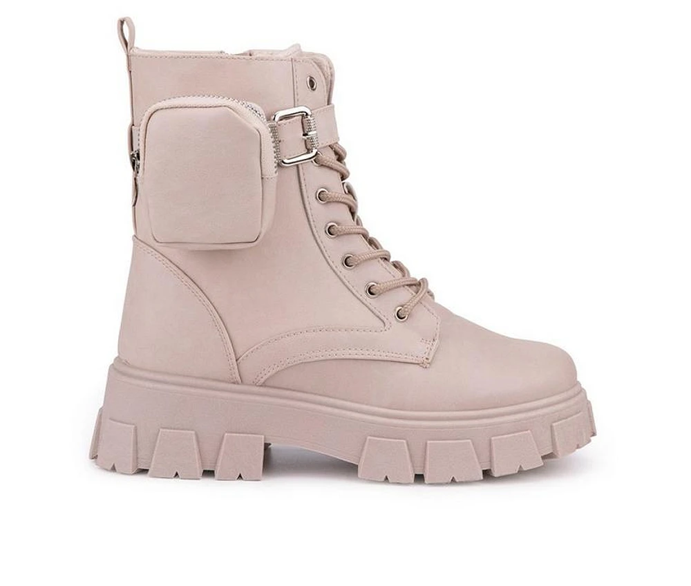 Women's Olivia Miller Autumn Lace Up Combat Booties