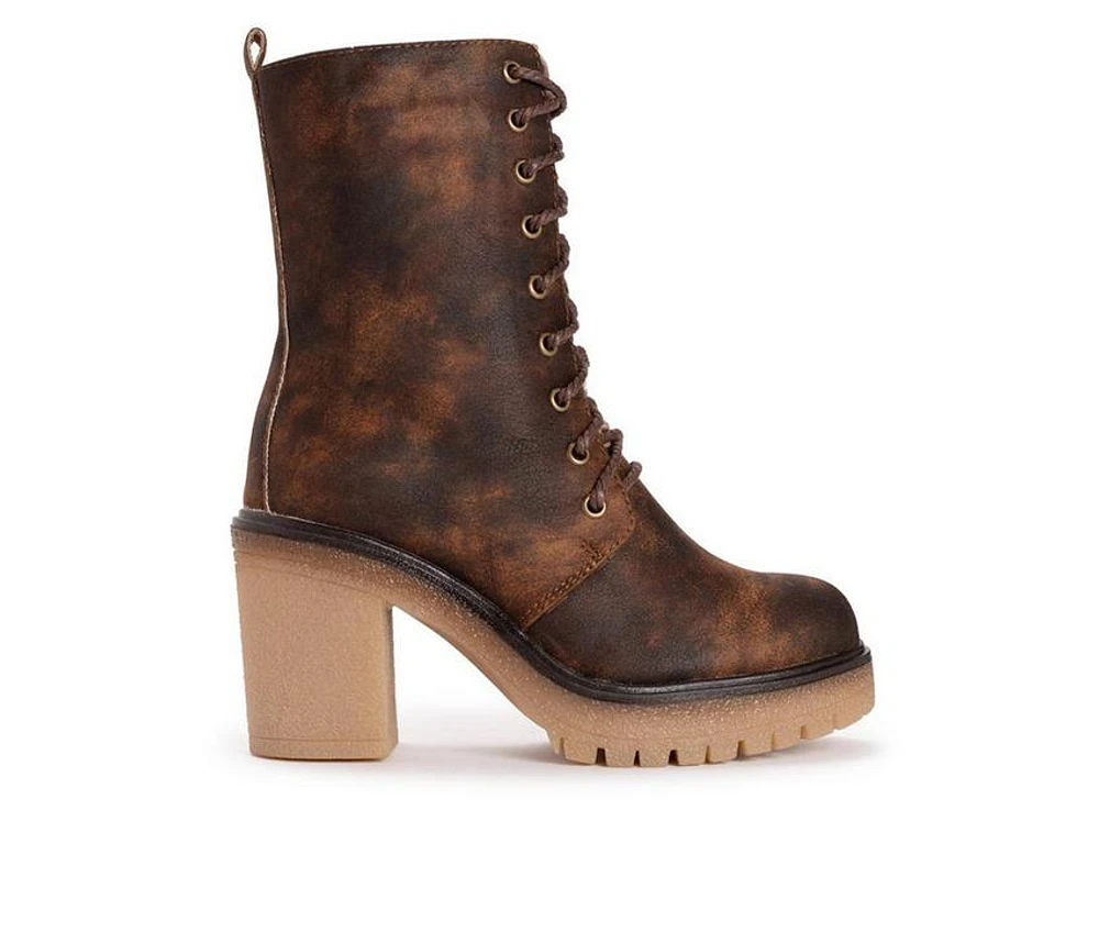 Women's MUK LUKS Riser Jazz Heeled Boot Lace Up Heeled Boots