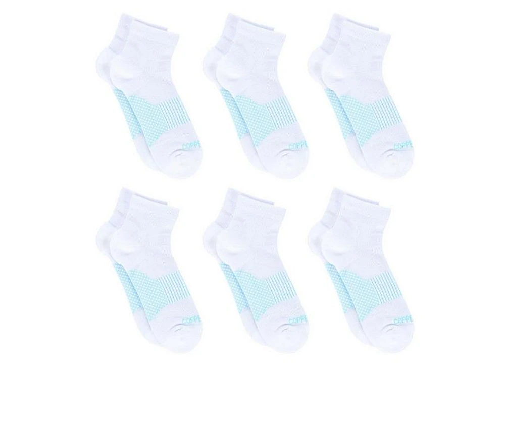 Copper Fit 6 Pack Women's Energy Quarter Crew Socks