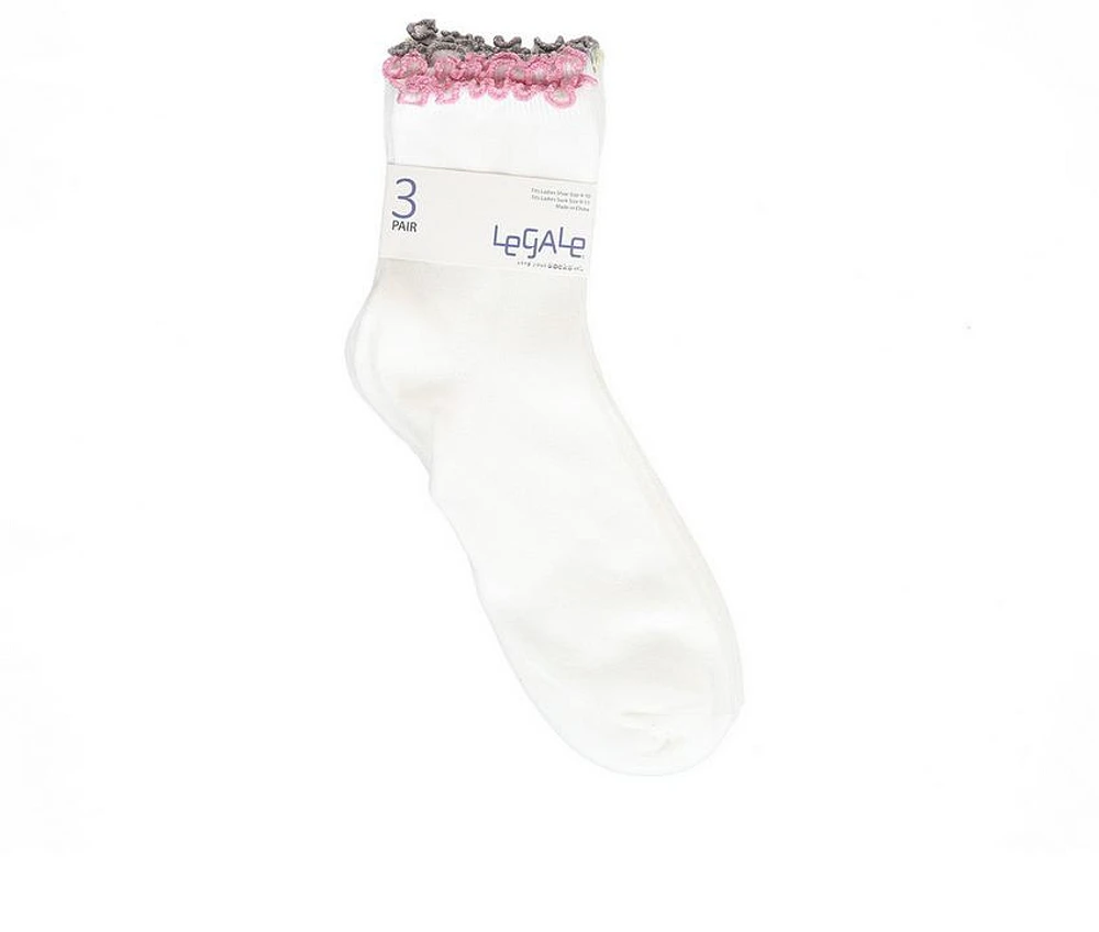 LEGALE 3pp Lurex Ruffle Top Anklet Socks