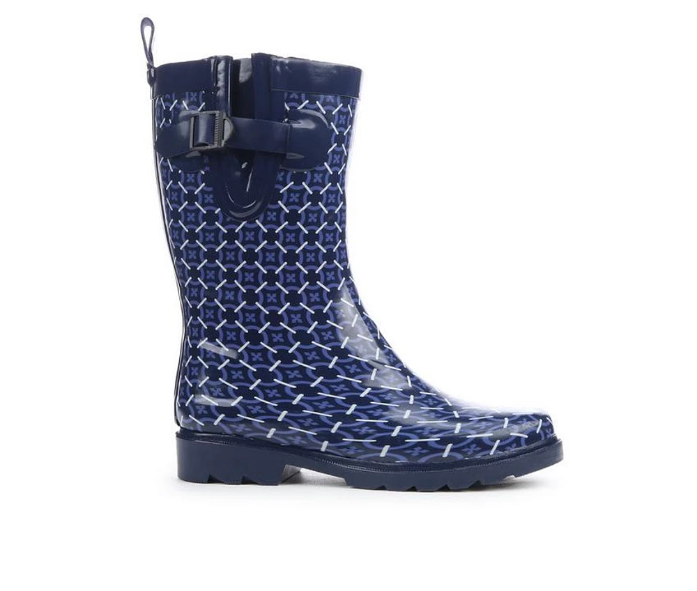 Women's Capelli New York Shiny Tile Geo Rain Boots