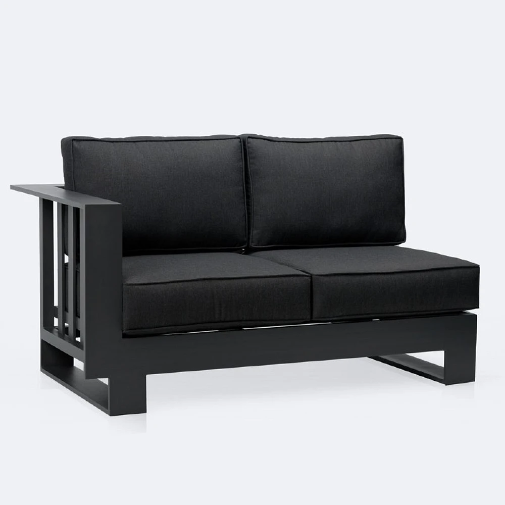 Renfrew Left Hand Facing Loveseat - Black Frame - Carbon Black Cushion