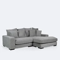 Luna Ultra Plush Sectional with Dual Cupholders and USB Ports - Grey
