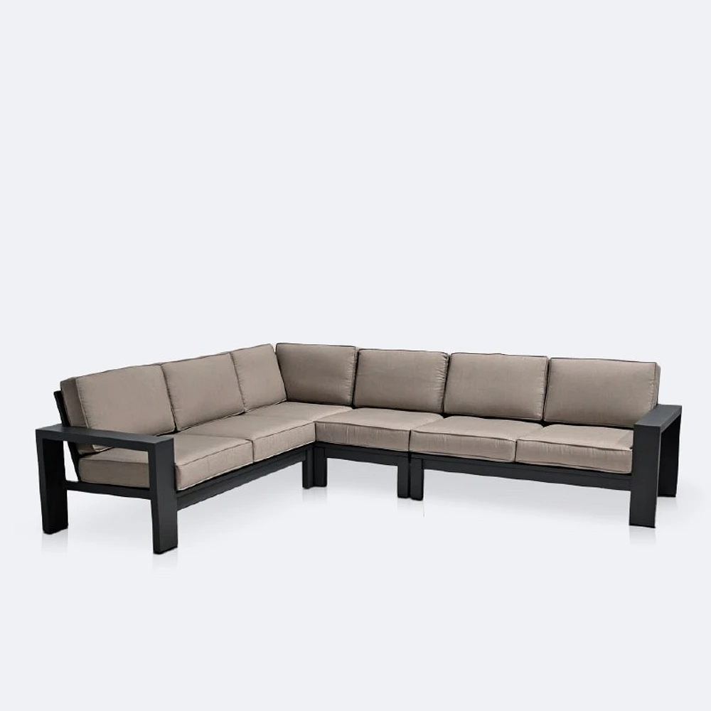 Shoreline L-Shape Sectional - Black Frame, Cast Shale Cushions