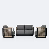 Tova Loveseat Conversation Set - - Black Frame, Ash Gray Cushions