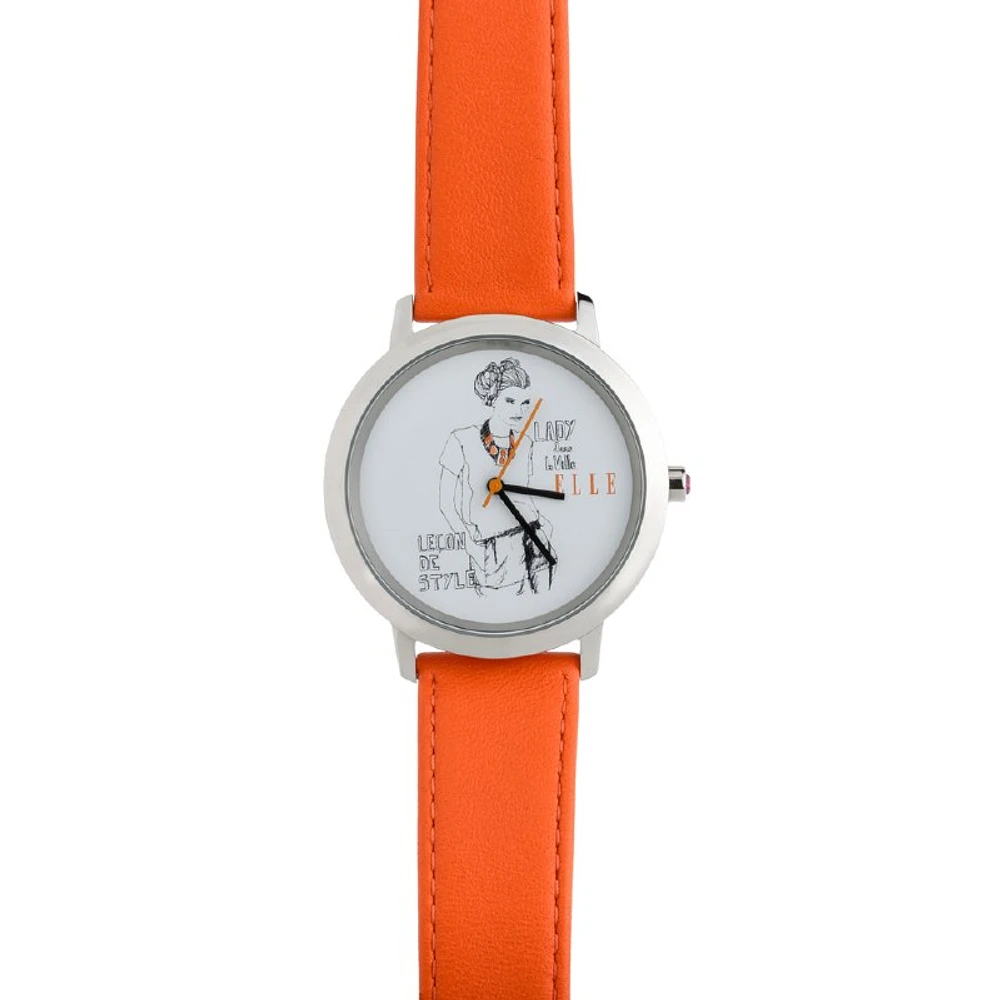 ELLE WH DIAL ORANGE STR WATCH