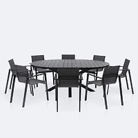 Darwin - Holland Dining Set - 8 Seat - Black