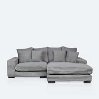 Luna Ultra Plush Sectional with Dual Cupholders and USB Ports - Grey
