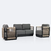 Tova Loveseat Conversation Set - - Black Frame, Ash Gray Cushions