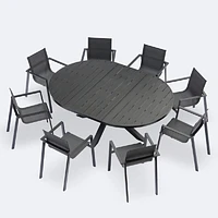 Darwin - Holland Dining Set - 8 Seat - Black