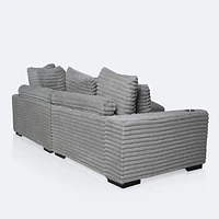 Luna Ultra Plush Sectional with Dual Cupholders and USB Ports - Grey