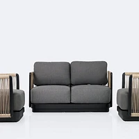Tova Loveseat Conversation Set - - Black Frame, Ash Gray Cushions