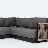 Tova L- Shaped Sectional - Black Frame, Ash Gray Cushions