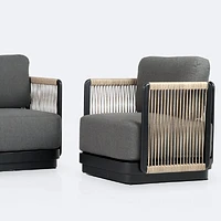Tova Loveseat Conversation Set - - Black Frame, Ash Gray Cushions