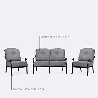 Blanca Loveseat Conversation Set – Black Tippet Frame – Dark Grey Cushions