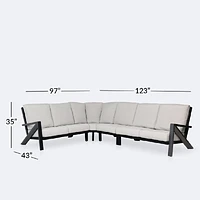 Eros L Shaped Sectional - Black Frame, Sand Cushions