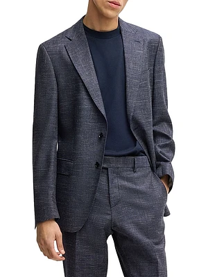 Slim-Fit Suit Jacket Patterned Stretch Fabric