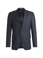 Slim-Fit Suit Jacket Patterned Stretch Fabric