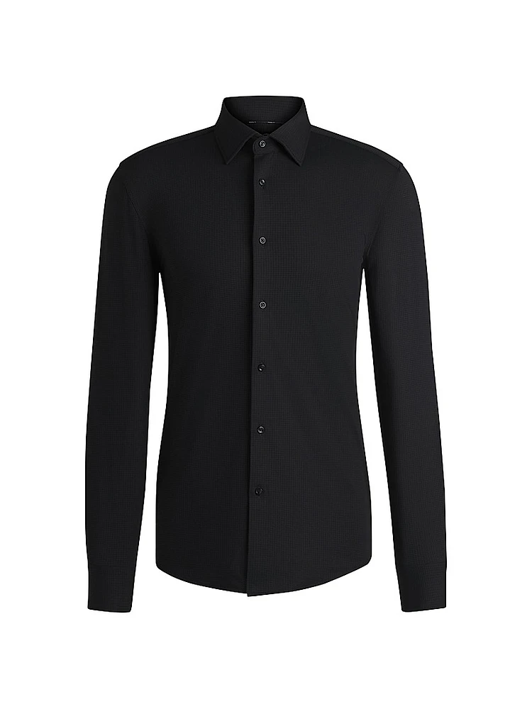 Slim-Fit Shirt Textured Performance-Stretch Jersey