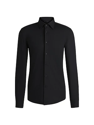 Slim-Fit Shirt Textured Performance-Stretch Jersey