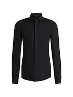 Slim-Fit Shirt Textured Performance-Stretch Jersey